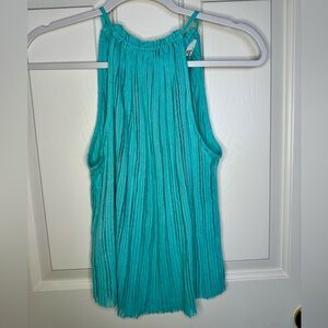 Mango SZ EU XS, US XXS- halter rib knit green top